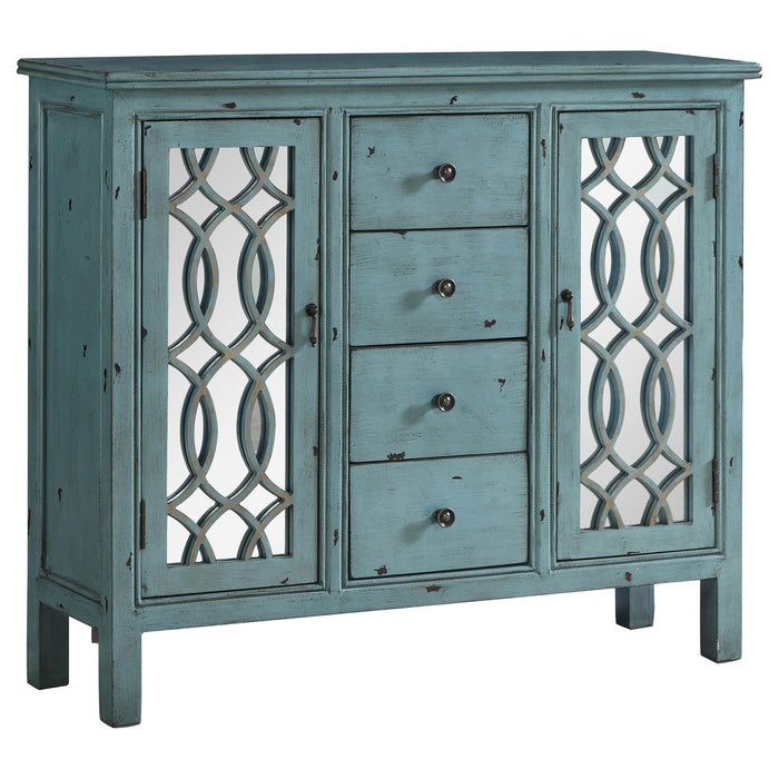 Rue 4-drawer Accent Cabinet Antique Blue - Premium Accent Cabinet from Coaster Z2 Standard - Just $438! Shop now at Furniture Wholesale Plus  We are the best furniture store in Nashville, Hendersonville, Goodlettsville, Madison, Antioch, Mount Juliet, Lebanon, Gallatin, Springfield, Murfreesboro, Franklin, Brentwood