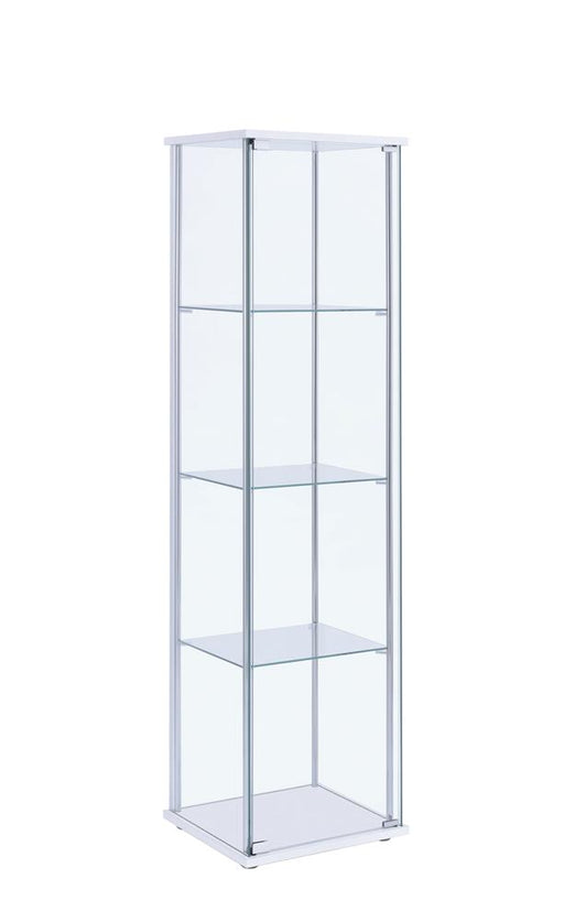 Bellatrix Rectangular 4-shelf Curio Cabinet White and Clear - Premium Curio from Coaster Z2 Standard - Just $170! Shop now at Furniture Wholesale Plus  We are the best furniture store in Nashville, Hendersonville, Goodlettsville, Madison, Antioch, Mount Juliet, Lebanon, Gallatin, Springfield, Murfreesboro, Franklin, Brentwood