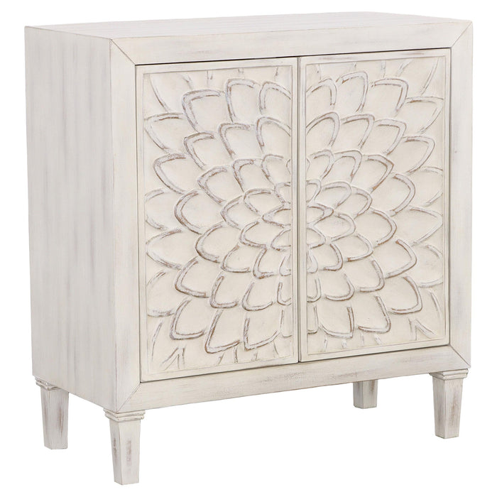 Clarkia Accent Cabinet with Floral Carved Door White - Premium Accent Cabinet from Coaster Z2 Standard - Just $438! Shop now at Furniture Wholesale Plus  We are the best furniture store in Nashville, Hendersonville, Goodlettsville, Madison, Antioch, Mount Juliet, Lebanon, Gallatin, Springfield, Murfreesboro, Franklin, Brentwood