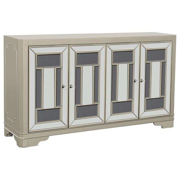 Toula 4-door Accent Cabinet Smoke and Champagne - Premium Accent Cabinet from Coaster Z2 Standard - Just $918! Shop now at Furniture Wholesale Plus  We are the best furniture store in Nashville, Hendersonville, Goodlettsville, Madison, Antioch, Mount Juliet, Lebanon, Gallatin, Springfield, Murfreesboro, Franklin, Brentwood