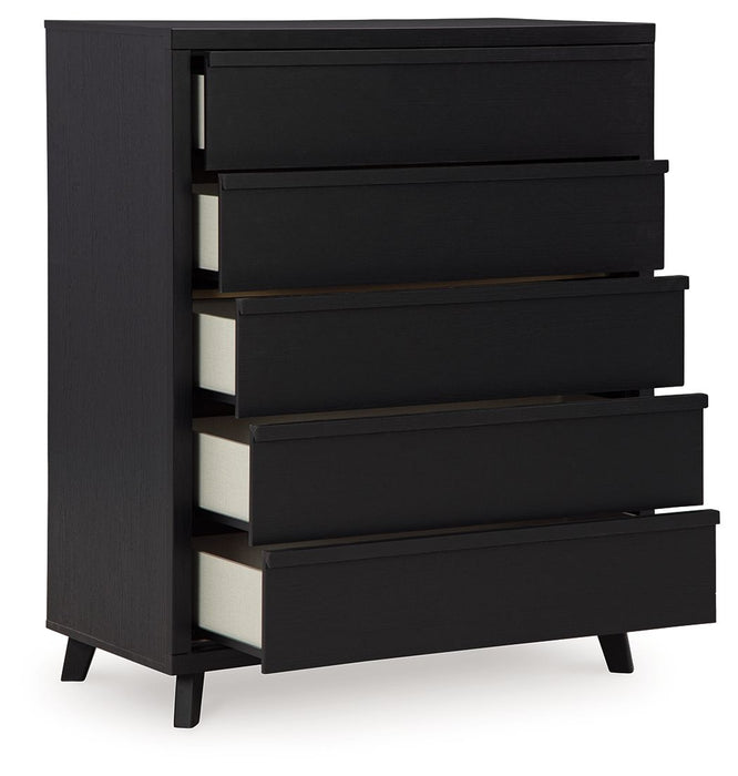 Danziar - Five Drawer Wide Chest - Black – Accent Chests by Signature Design by Ashley® at Furniture Wholesale Plus , Nashville furniture store