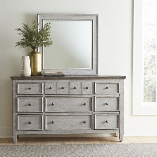Heartland - Dresser & Mirror - Antique White / Tobacco Tops – Dresser & Mirror by Liberty Furniture at Furniture Wholesale Plus , Nashville furniture store