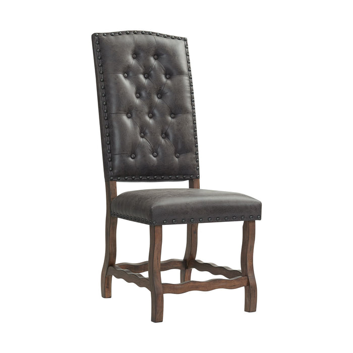 Gramercy - Tufted Tall Back Side Chair (Set of 2) - Chocolate – Chair Sets by Elements International at Furniture Wholesale Plus , Nashville furniture store