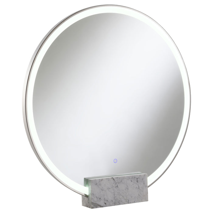 Jocelyn Round Table Top LED Vanity Mirror White Marble Base Chrome Frame - Premium Mirror from Coaster Z2 Standard - Just $378! Shop now at Furniture Wholesale Plus  We are the best furniture store in Nashville, Hendersonville, Goodlettsville, Madison, Antioch, Mount Juliet, Lebanon, Gallatin, Springfield, Murfreesboro, Franklin, Brentwood