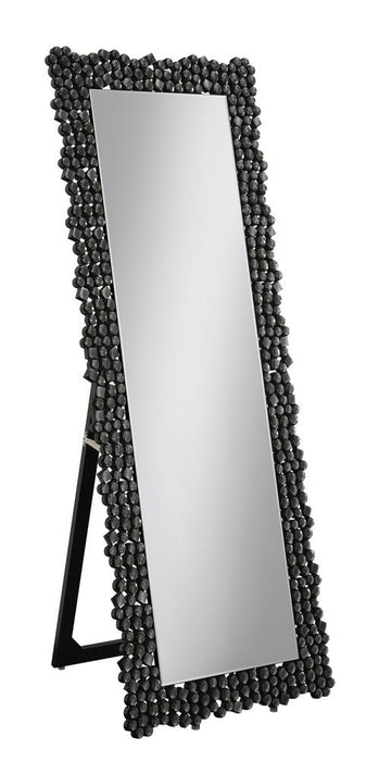 Mckay Textural Frame Cheval Floor Mirror Silver and Smoky Grey - Premium Mirror from Coaster Z2 Standard - Just $270! Shop now at Furniture Wholesale Plus  We are the best furniture store in Nashville, Hendersonville, Goodlettsville, Madison, Antioch, Mount Juliet, Lebanon, Gallatin, Springfield, Murfreesboro, Franklin, Brentwood