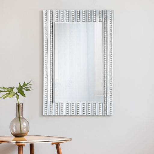 Aideen Rectangular Wall Mirror with Vertical Stripes of Faux Crystals - Premium Mirror from Coaster Z2 Standard - Just $410! Shop now at Furniture Wholesale Plus  We are the best furniture store in Nashville, Hendersonville, Goodlettsville, Madison, Antioch, Mount Juliet, Lebanon, Gallatin, Springfield, Murfreesboro, Franklin, Brentwood