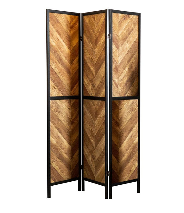 Marlene Herringbone Pattern 3-panel Screen Rustic Tobacco and Black - Premium Room Divider from Coaster Z2 Standard - Just $114! Shop now at Furniture Wholesale Plus  We are the best furniture store in Nashville, Hendersonville, Goodlettsville, Madison, Antioch, Mount Juliet, Lebanon, Gallatin, Springfield, Murfreesboro, Franklin, Brentwood