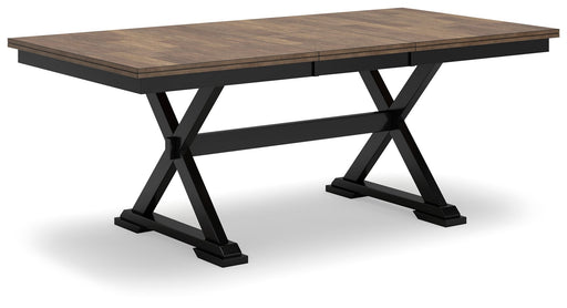 Wildenauer - Rectangular Dining Extension Table - Brown / Black – Dining Tables with Extensions by Signature Design by Ashley® at Furniture Wholesale Plus , Nashville furniture store
