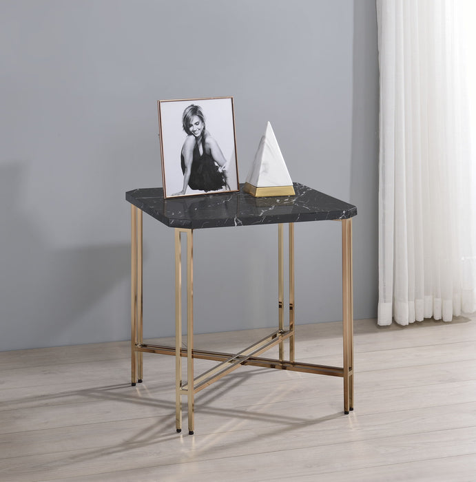 Daxton - Square End Table With Faux Marble Top - Black – End Tables by Steve Silver Furniture at Furniture Wholesale Plus , Nashville furniture store