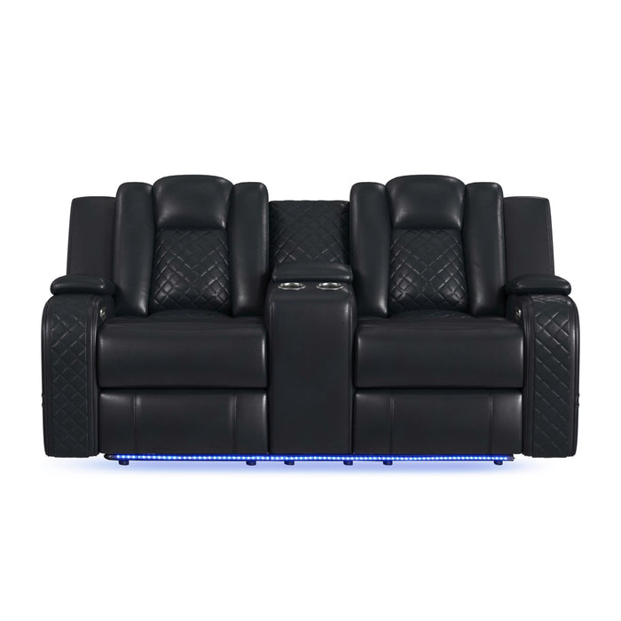 Carlo - Power Motion Loveseat With Power Headrest, Console And LED – Reclining Loveseats by Elements International at Furniture Wholesale Plus , Nashville furniture store