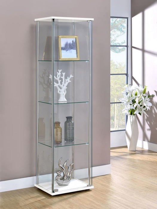 Bellatrix - 4-Shelf Clear Glass Curio Cabinet – Curio Cabinets by CoasterEveryday at Furniture Wholesale Plus , Nashville furniture store