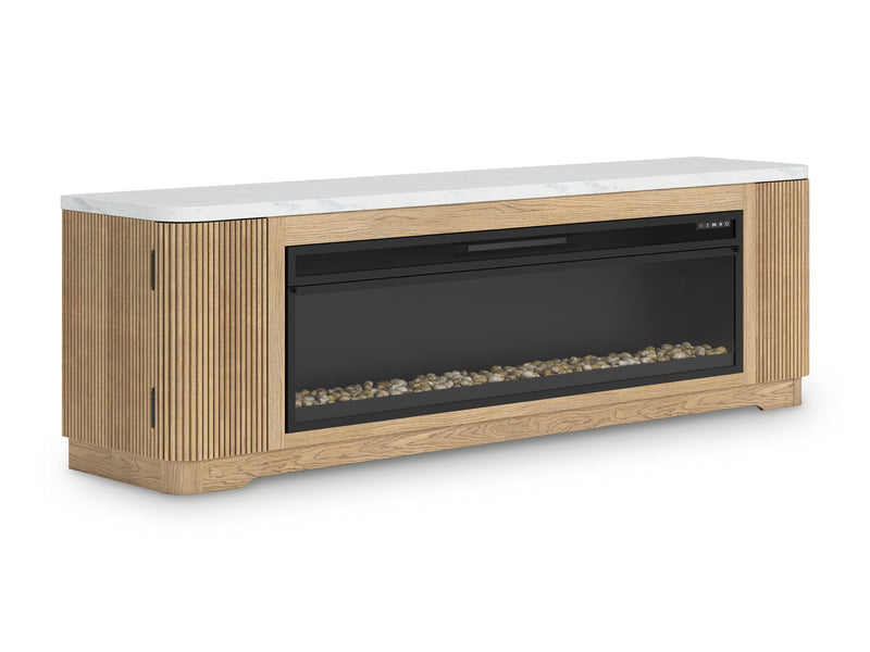 Camdill - 80" TV Stand With Electric Fireplace - Light Brown – Fireplace TV Stands by Signature Design by Ashley® at Furniture Wholesale Plus , Nashville furniture store