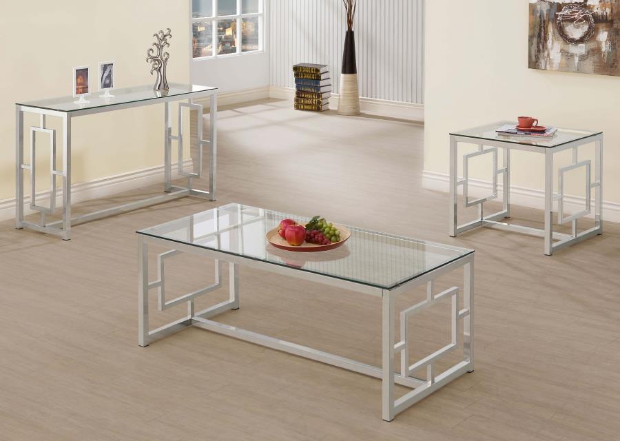 Merced - Glass Top Metal Table – End Tables by CoasterEssence at Furniture Wholesale Plus , Nashville furniture store