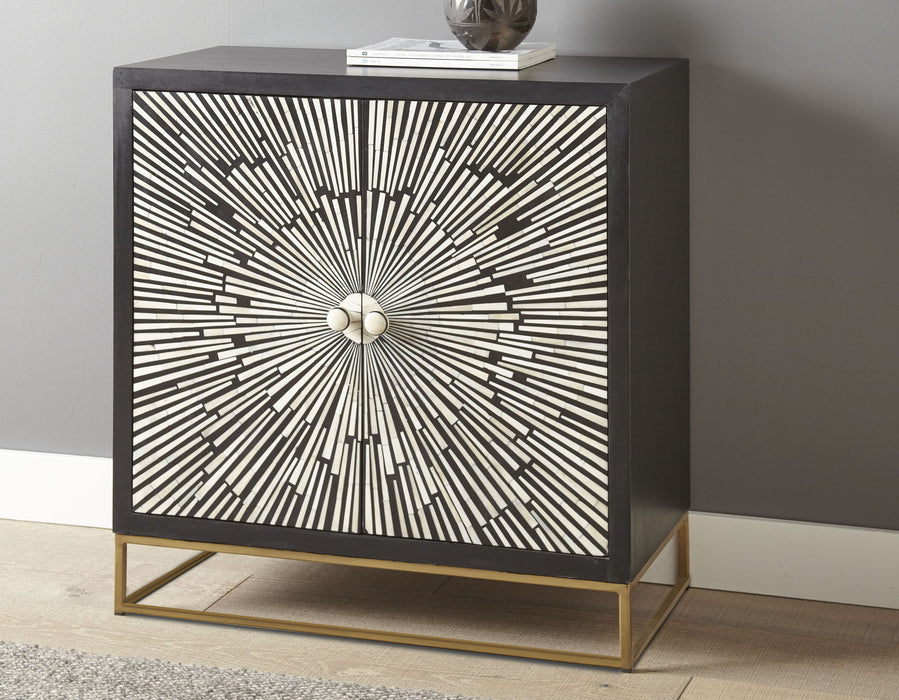 Amika - 2 Door Sunburst Bone Cabinet - Black – Accent Cabinets by Steve Silver Furniture at Furniture Wholesale Plus , Nashville furniture store