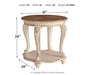 Realyn - Round End Table - White / Brown – End Tables by Signature Design by Ashley® at Furniture Wholesale Plus , Nashville furniture store