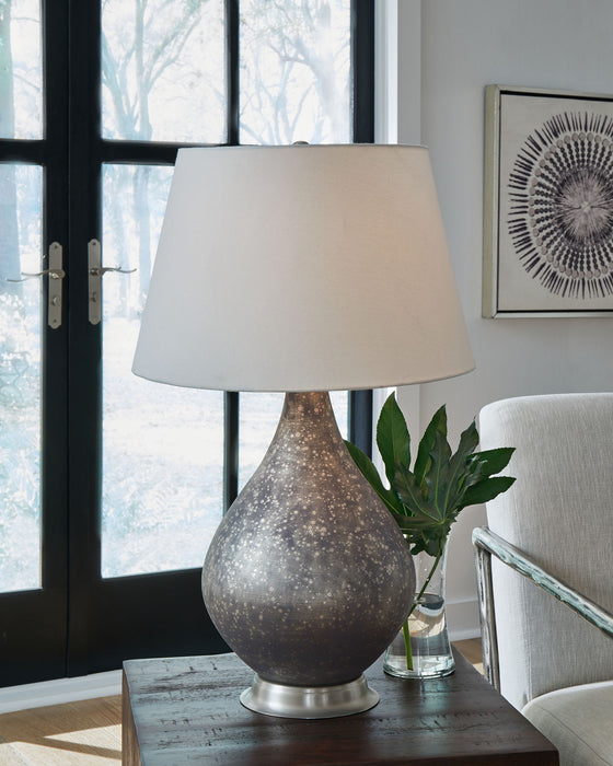 Bluacy - Glass Table Lamp - Antique Gray – Table Lamps by Signature Design by Ashley® at Furniture Wholesale Plus , Nashville furniture store