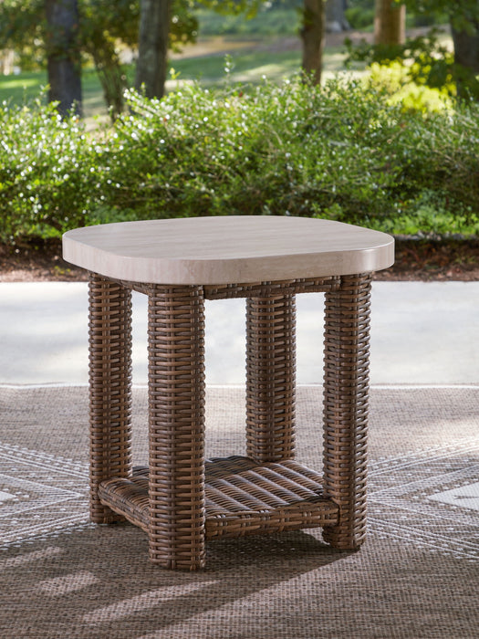 Dolan Creek - Square End Table - Beige / Brown – End Tables by Signature Design by Ashley® at Furniture Wholesale Plus , Nashville furniture store