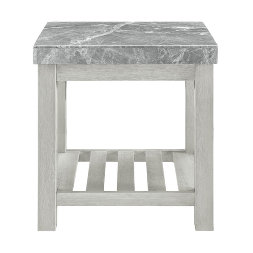Canova - Gray Marble Top End Table - White – End Tables by Steve Silver Furniture at Furniture Wholesale Plus , Nashville furniture store