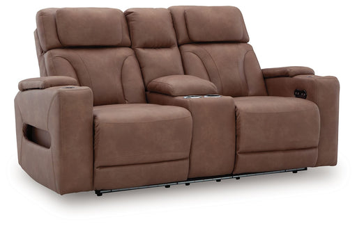 Clean-Slate - Power Reclining Loveseat With Console / Adj Headrest - Caramel – Reclining Loveseats by Signature Design by Ashley® at Furniture Wholesale Plus , Nashville furniture store