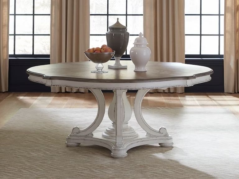 Magnolia Manor - Round Table - Antique White – Dining Tables by Liberty Furniture at Furniture Wholesale Plus , Nashville furniture store