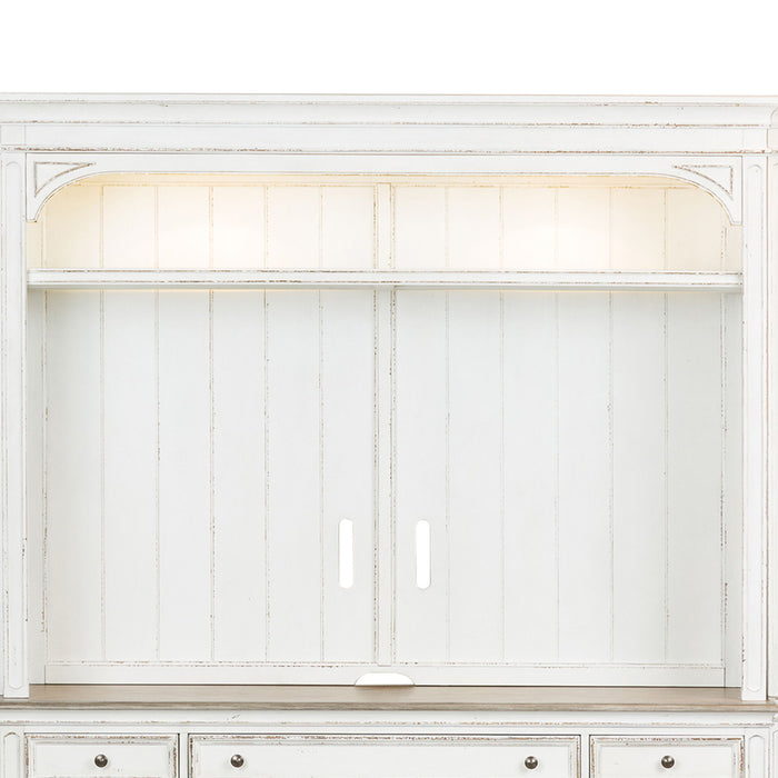 Magnolia Manor - Entertainment Hutch - Antique White – Hutches by Liberty Furniture at Furniture Wholesale Plus , Nashville furniture store