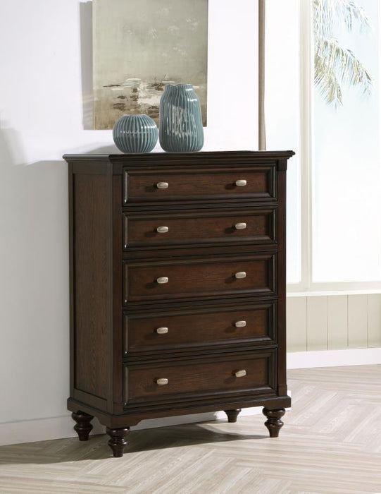 Andover - 5-Drawer Chest Of Drawers - Dark Oak – Accent Chests by Coaster Fine Furniture at Furniture Wholesale Plus , Nashville furniture store