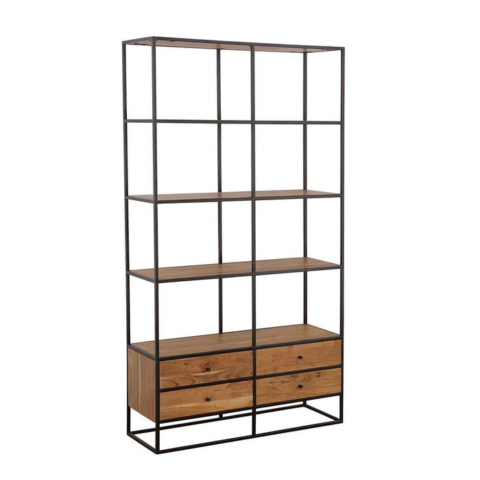 Belcroft 4-drawer Etagere Natural Acacia and Black - Premium Bookcase from Coaster Z2 Standard - Just $1058! Shop now at Furniture Wholesale Plus  We are the best furniture store in Nashville, Hendersonville, Goodlettsville, Madison, Antioch, Mount Juliet, Lebanon, Gallatin, Springfield, Murfreesboro, Franklin, Brentwood