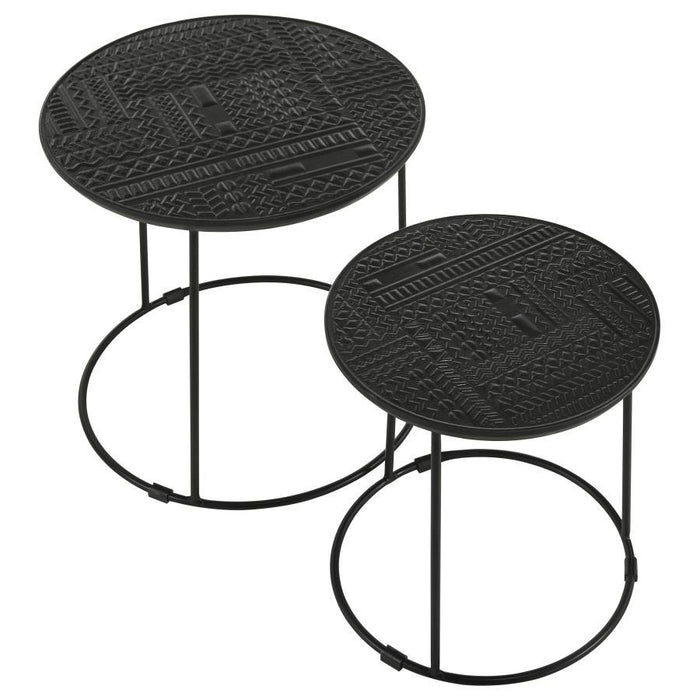 Loannis - 2 Piece Round Mango Wood Nesting Table - Matte Black – Nesting Tables by CoasterEssence at Furniture Wholesale Plus , Nashville furniture store