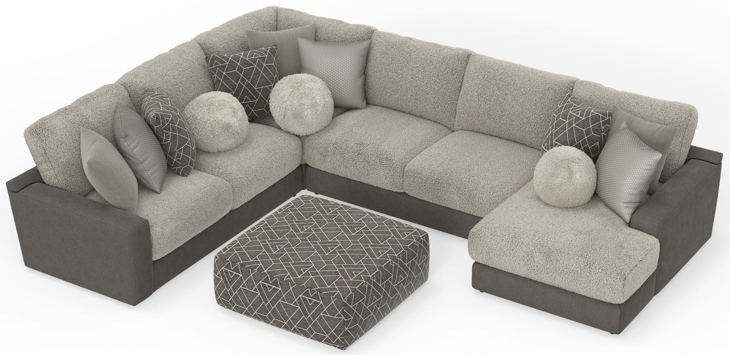 Canyon - 4 Piece Sectional With Cuddler Seat Cushions, Included Accent Pillows And Cocktail Ottoman (Right Side Facing Chaise) - Umber – 2 Piece Living Room Sets by Jackson at Furniture Wholesale Plus , Nashville furniture store