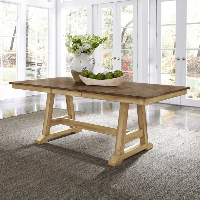 Lindsey Farm - Trestle Table - Natural & Brown – Dining Tables by Liberty Furniture at Furniture Wholesale Plus , Nashville furniture store