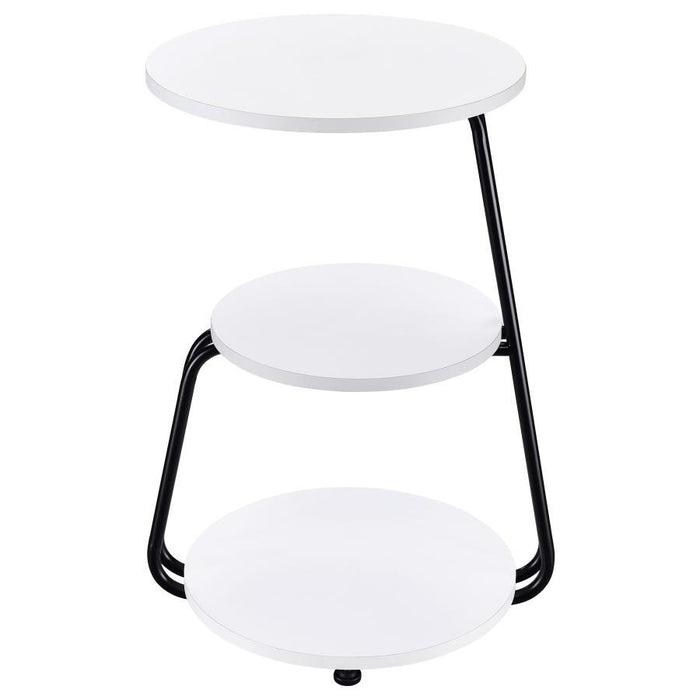 Hilly - 3-Tier Round Accent Side Table - White And Black – Side Tables by Coaster Fine Furniture at Furniture Wholesale Plus , Nashville furniture store