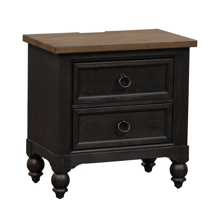Americana Farmhouse - 2 Drawer Night Stand With Charging Station – Nightstands w/ Charging Stations by Liberty Furniture at Furniture Wholesale Plus , Nashville furniture store