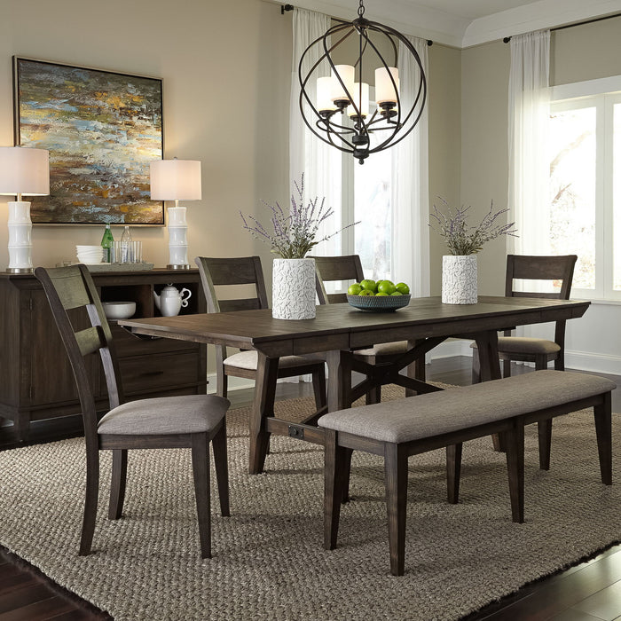 Double Bridge - Trestle Table Set – 5 Piece Dining Room Sets by Liberty Furniture at Furniture Wholesale Plus , Nashville furniture store