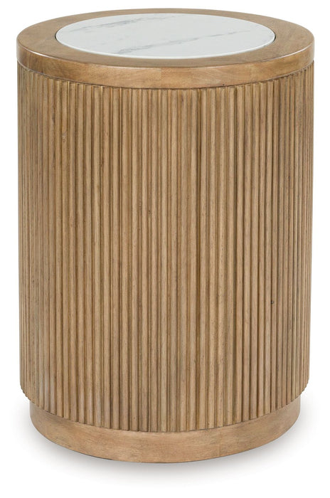 Camdill - Round End Table - Light Brown / White – End Tables by Signature Design by Ashley® at Furniture Wholesale Plus , Nashville furniture store