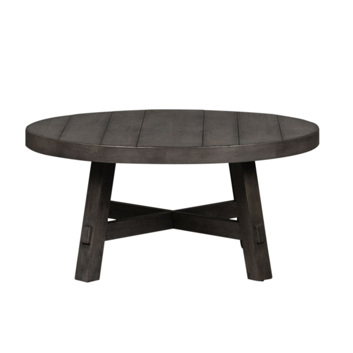 Modern Farmhouse - Splay Leg Round Cocktail Table – Cocktail Tables by Liberty Furniture at Furniture Wholesale Plus , Nashville furniture store