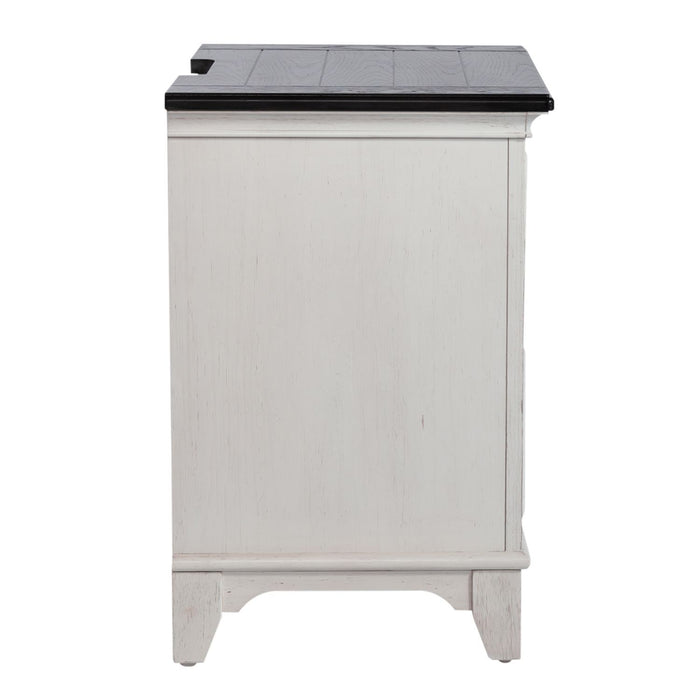 Allyson Park - 2 Drawer Nightstand With Charging Station - Wirebrushed White / Charcoal – Nightstands w/ Charging Stations by Liberty Furniture at Furniture Wholesale Plus , Nashville furniture store