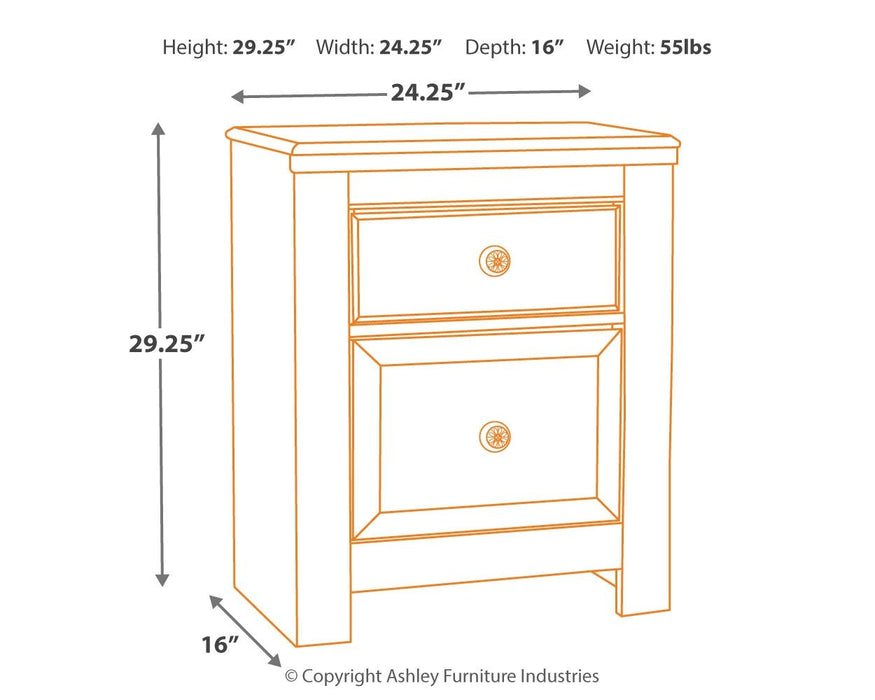 Paxberry - Two Drawer Night Stand - Whitewash – Nightstands by Signature Design by Ashley® at Furniture Wholesale Plus , Nashville furniture store