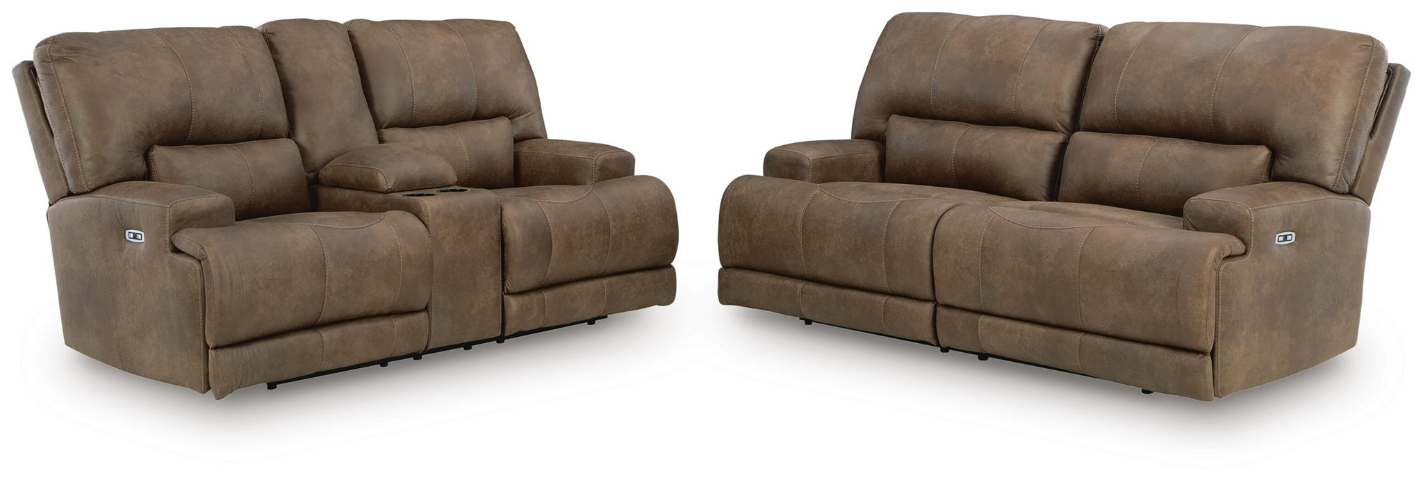 Beckley Place - 2 Pc. - Power Reclining Sofa And Loveseat - Earth – Reclining Sofas & Loveseats by Signature Design by Ashley® at Furniture Wholesale Plus , Nashville furniture store