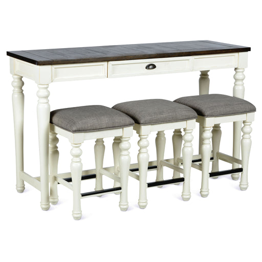 Joanna - 4 Piece Bar Set - White – 4 Piece Dining Room Sets by Steve Silver Furniture at Furniture Wholesale Plus , Nashville furniture store