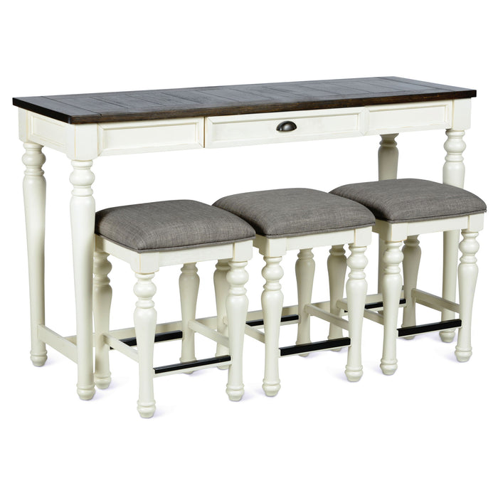 Joanna - 4 Piece Bar Set - White – 4 Piece Dining Room Sets by Steve Silver Furniture at Furniture Wholesale Plus , Nashville furniture store
