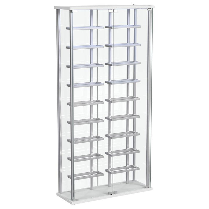Montara - Tempered Glass Wine Storage LED Curio Cabinet - Chrome - Premium Curio Cabinets from Coaster Fine Furniture - Just $439! Shop now at Furniture Wholesale Plus  We are the best furniture store in Nashville, Hendersonville, Goodlettsville, Madison, Antioch, Mount Juliet, Lebanon, Gallatin, Springfield, Murfreesboro, Franklin, Brentwood