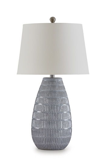 Kaidins - Ceramic Table Lamp - White / Blue – Table Lamps by Signature Design by Ashley® at Furniture Wholesale Plus , Nashville furniture store