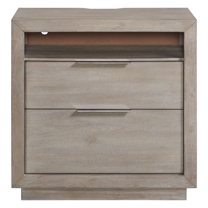 Arcadia - 2-Drawer Nightstand With USB - Gray – Nightstands w/ Charging Stations by Elements International at Furniture Wholesale Plus , Nashville furniture store