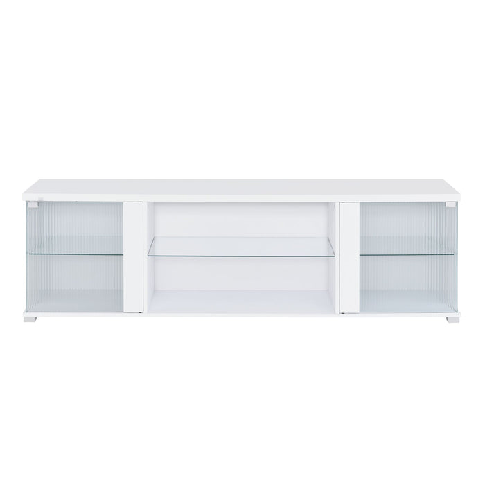 Chandra - 70" TV Stand With LED - Glossy White – TV Stands by Elements International at Furniture Wholesale Plus , Nashville furniture store