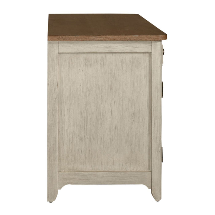 Farmhouse Reimagined - Door Credenza - Antique White / Chestnut Tops – Credenzas by Liberty Furniture at Furniture Wholesale Plus , Nashville furniture store