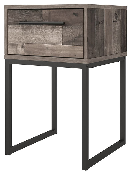 Neilsville - One Drawer Night Stand - Black / Gray – Accent Nightstands by Signature Design by Ashley® at Furniture Wholesale Plus , Nashville furniture store