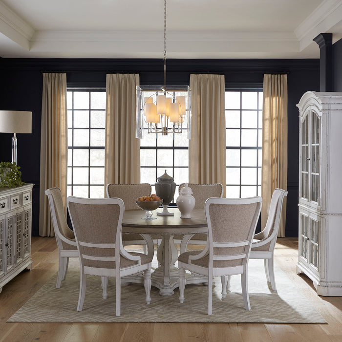 Magnolia Manor - 7 Piece Round Ped Table Set - Antique White – 7 Piece Dining Room Sets by Liberty Furniture at Furniture Wholesale Plus , Nashville furniture store