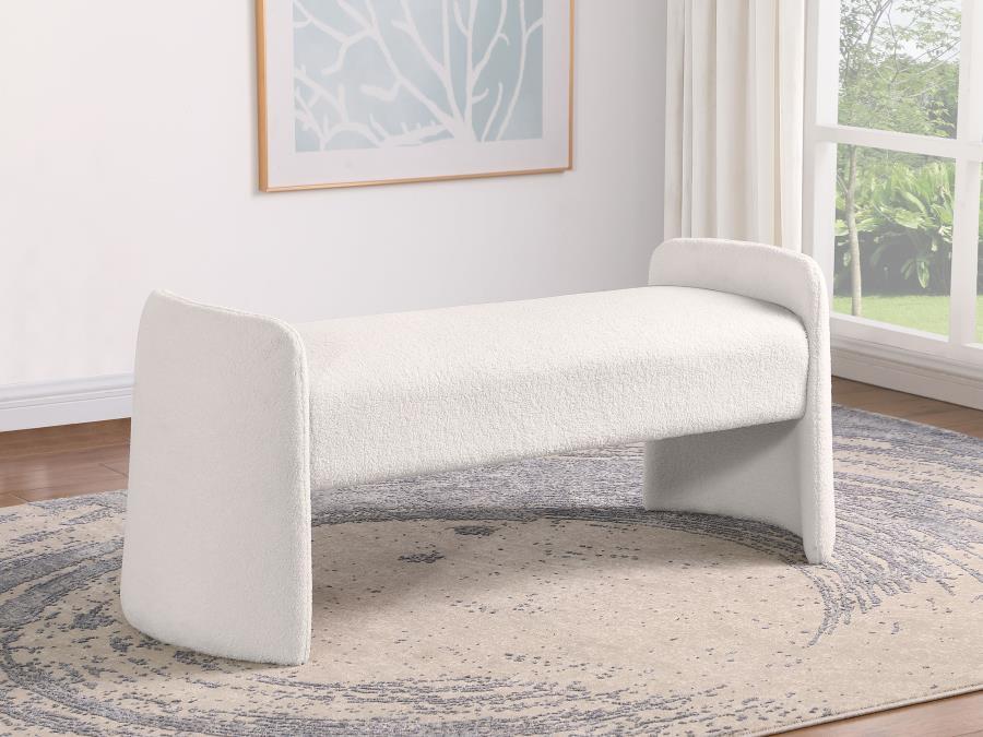 Peoria - Velvet Upholstered Accent Bench - Ivory – Upholstered Benches by Coaster Fine Furniture at Furniture Wholesale Plus , Nashville furniture store
