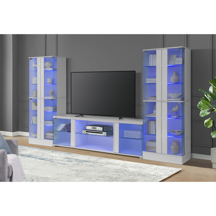 Chandra - 70" TV Stand With LED - Glossy White – TV Stands by Elements International at Furniture Wholesale Plus , Nashville furniture store