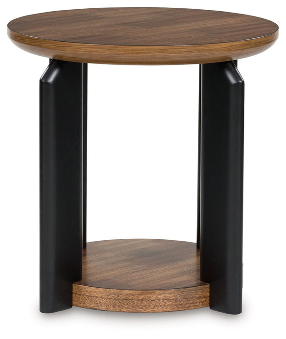 Kraeburn - Round End Table - Brown / Black – End Tables by Signature Design by Ashley® at Furniture Wholesale Plus , Nashville furniture store